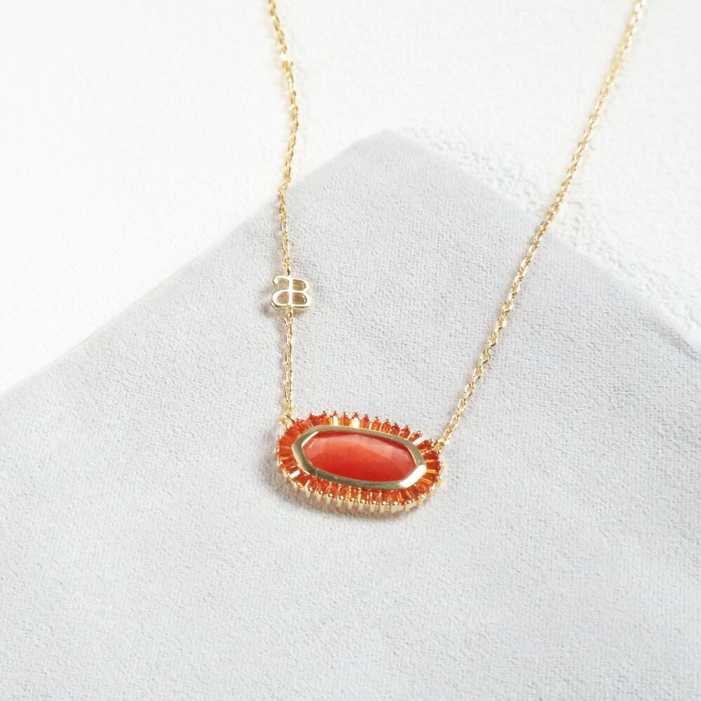 Alicia Bonnie Gold Fiery Coral Kelly Necklace NEW